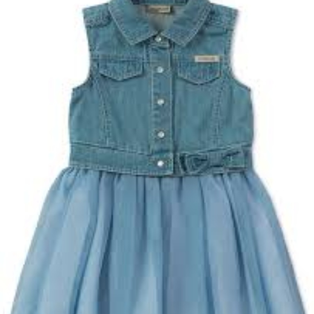 Calvin Klein Baby Girls Denim Tulle Dress